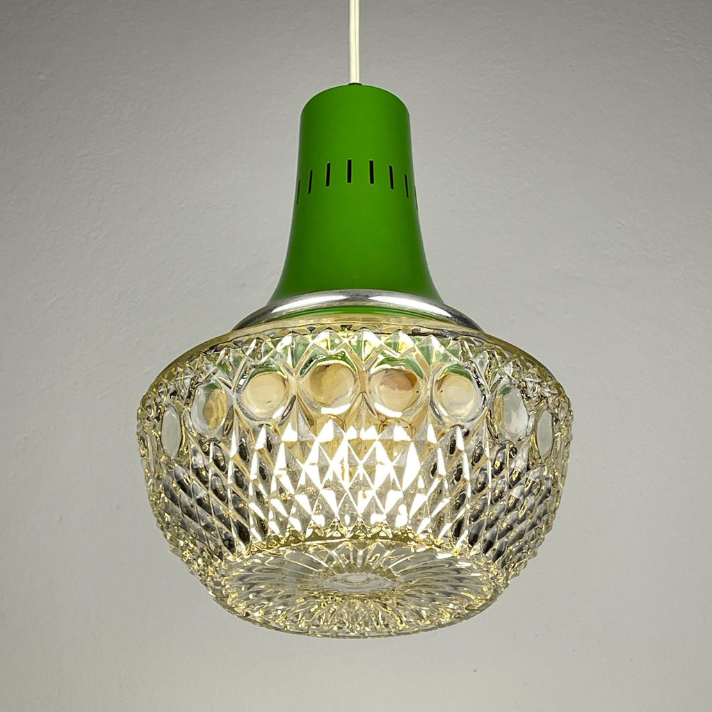 Mid-century green pendant lamp by Targetti Sankey, Italy 1960s, Vintage Italian lighting Space Age