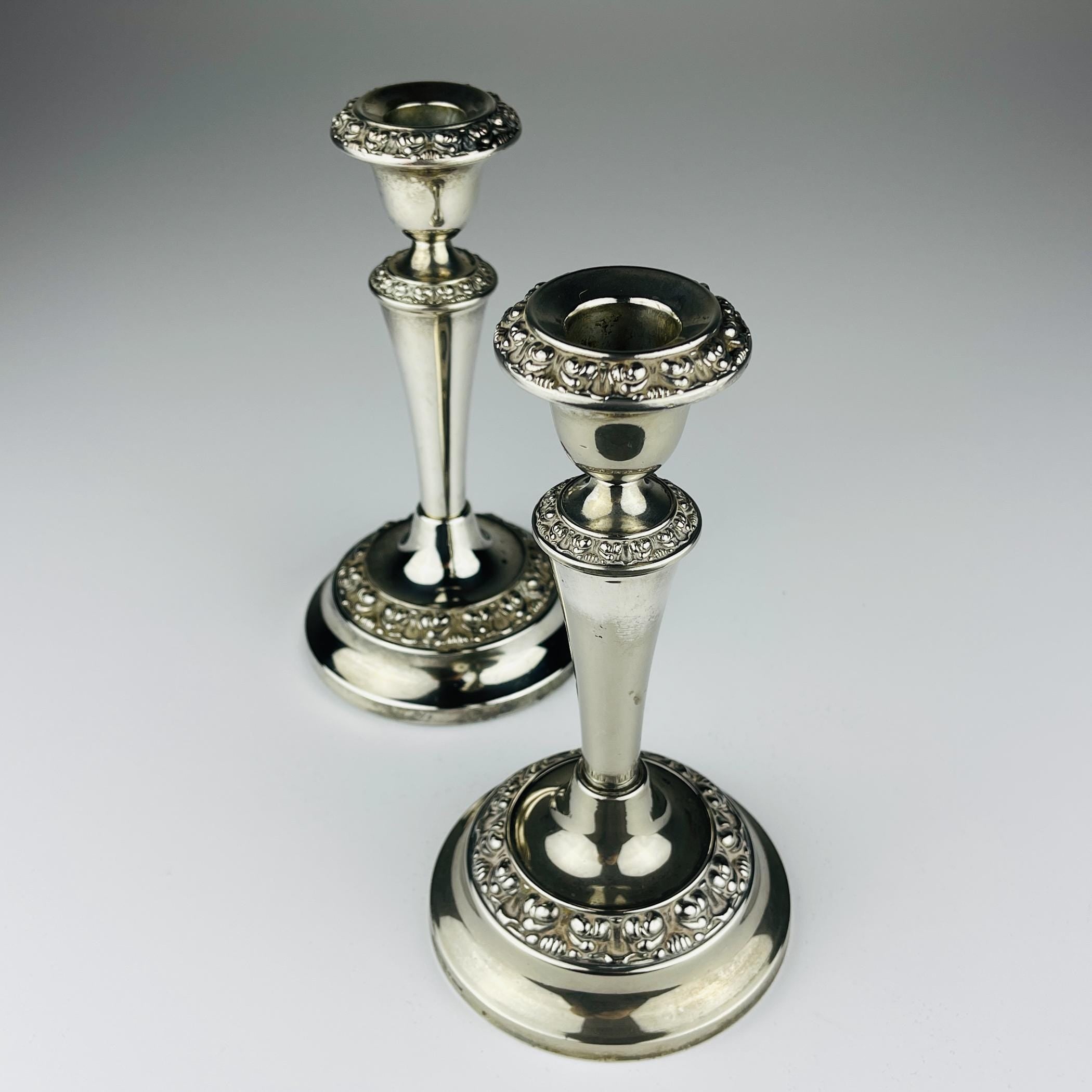 Original Silver Plate Candleholders by IANTHE, England, 1950s, Vintage home decor