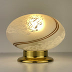Vintage Murano Glass Night Lamp: Swirl Sphere Table Lamp, Italy 1980s