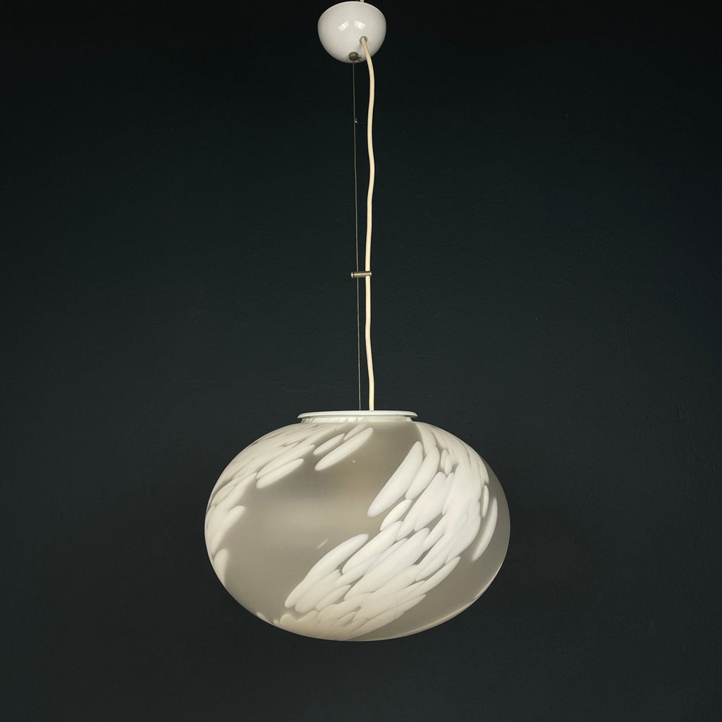Vintage swirl murano glass pendant lamp Vetri Murano Italy 1970s