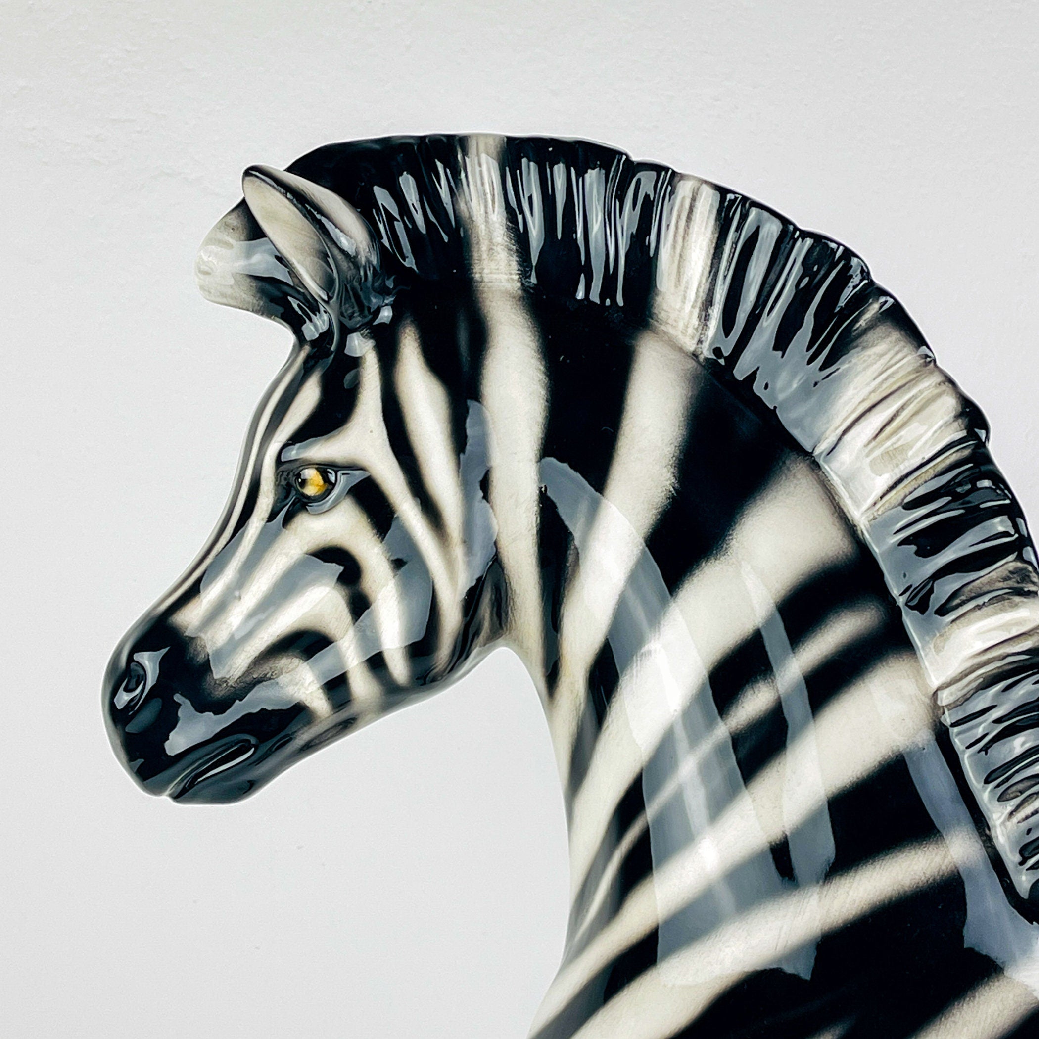 Large ceramic sculpture of Zebra from Bassano, Italy 2000s, Vintage decor Italian pottery