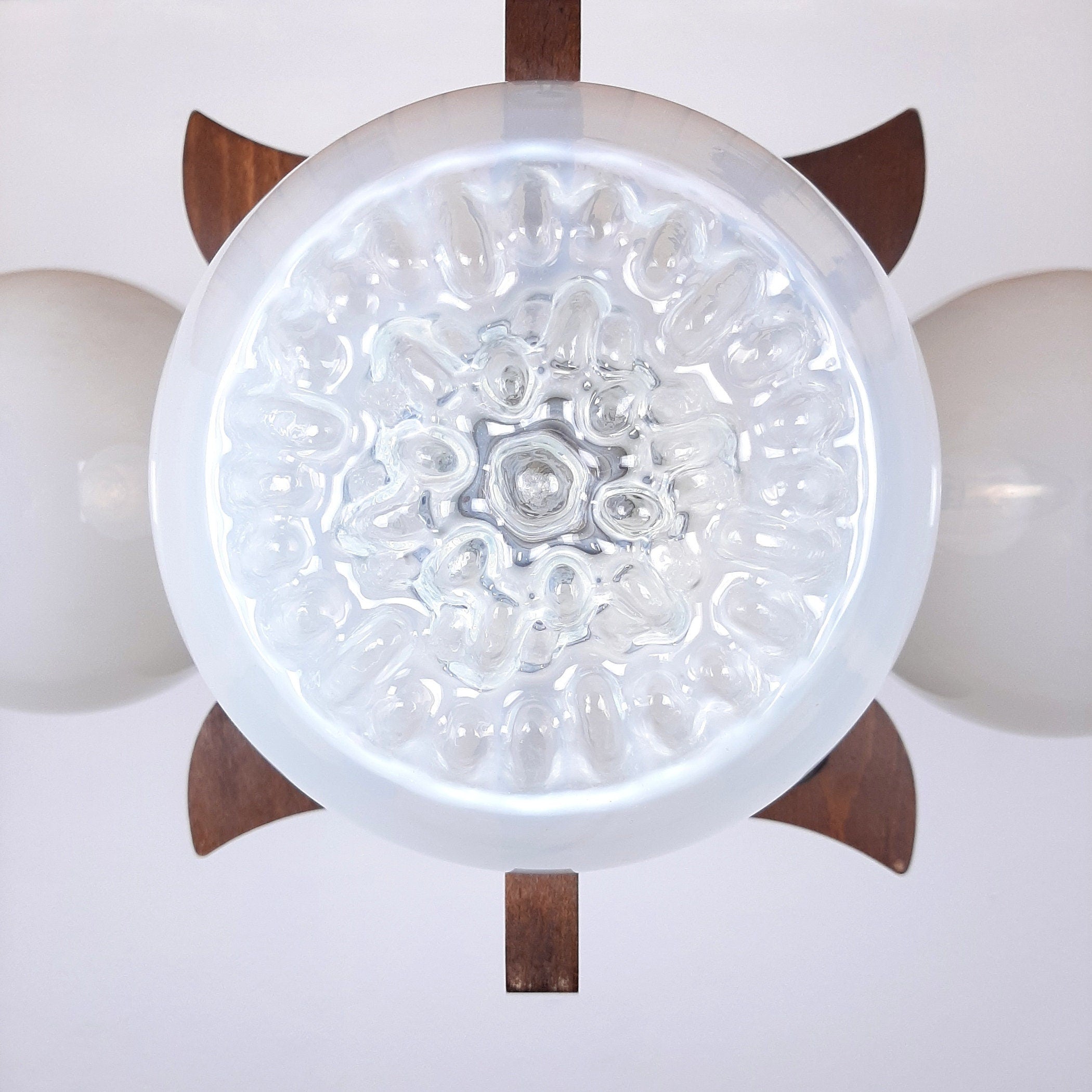 Mid-Century Mazzega Murano Glass Pendant Lamp - 70s Space Age Lighting