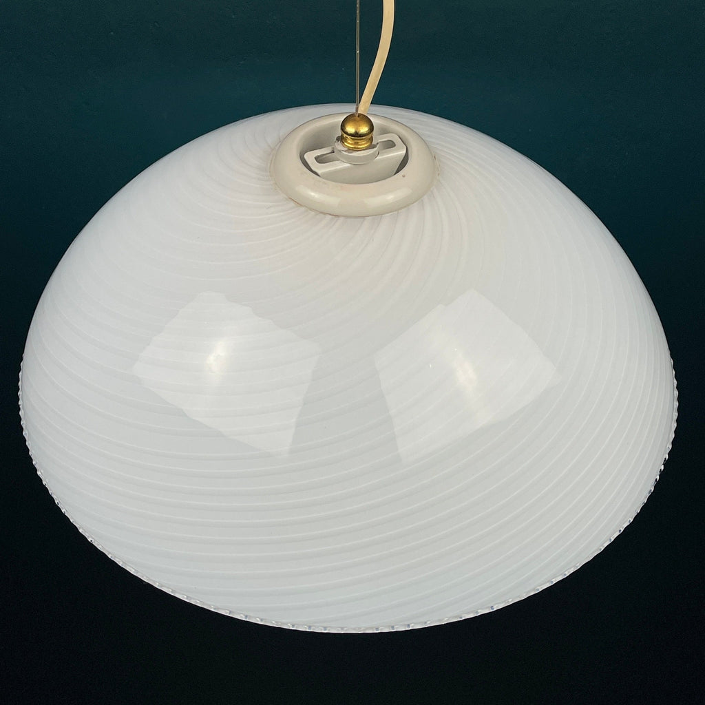 Vintage Swirl Murano Glass Pendant Lamp - 1970s Italian Lighting