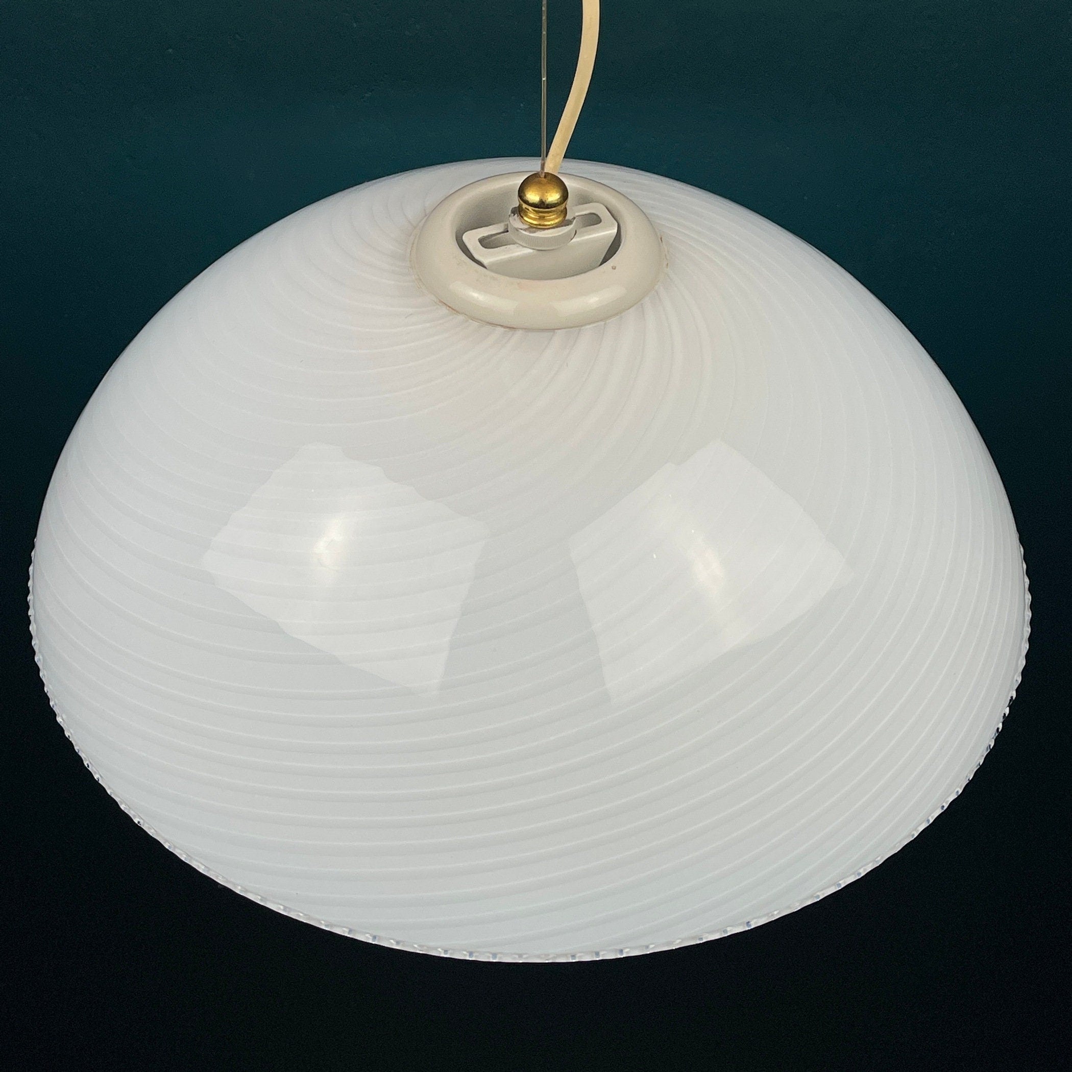 Vintage Swirl Murano Glass Pendant Lamp - 1970s Italian Lighting