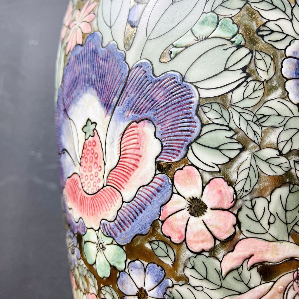 Vintage ceramic table lamp Flower Italy 1970s