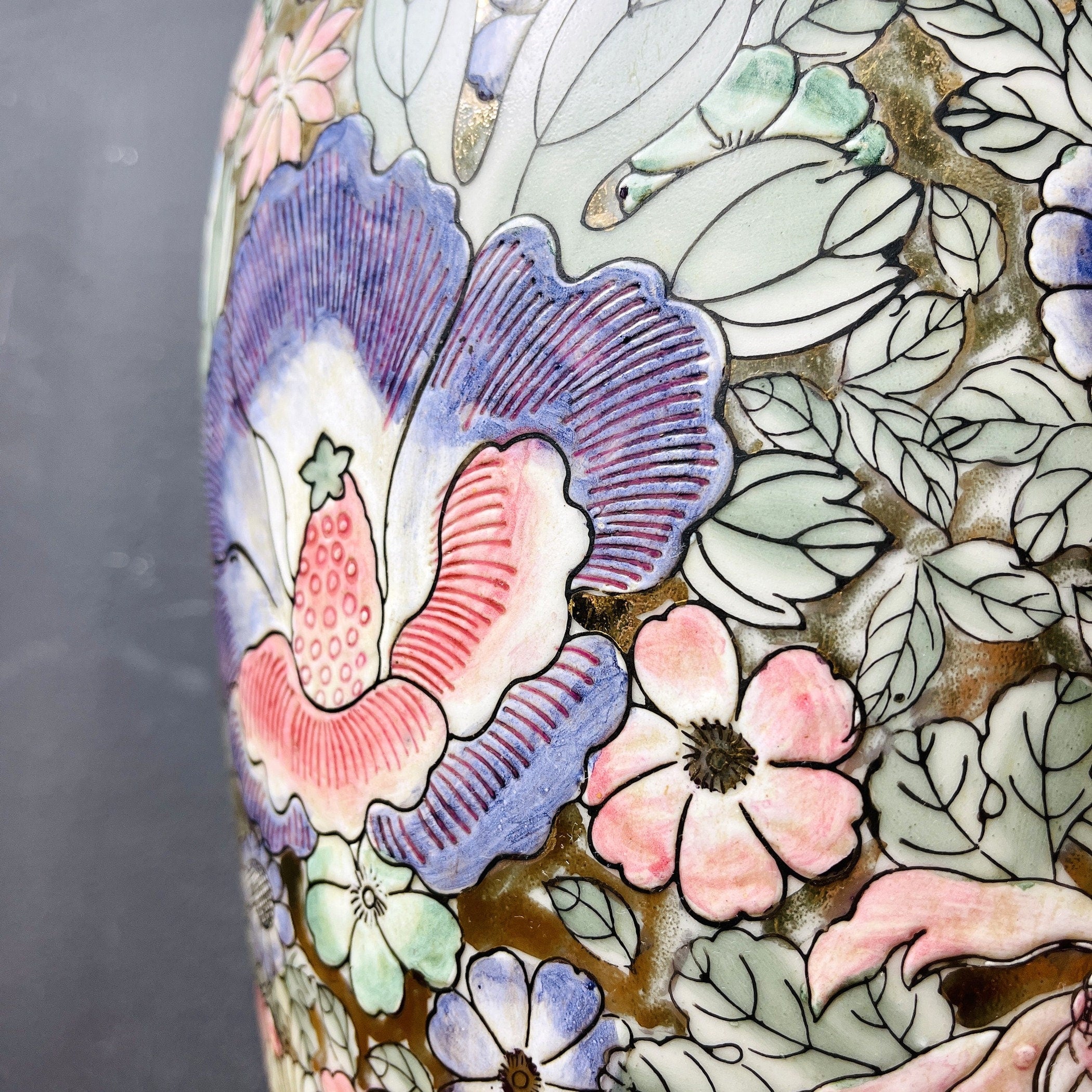 Vintage ceramic table lamp Flower Italy 1970s