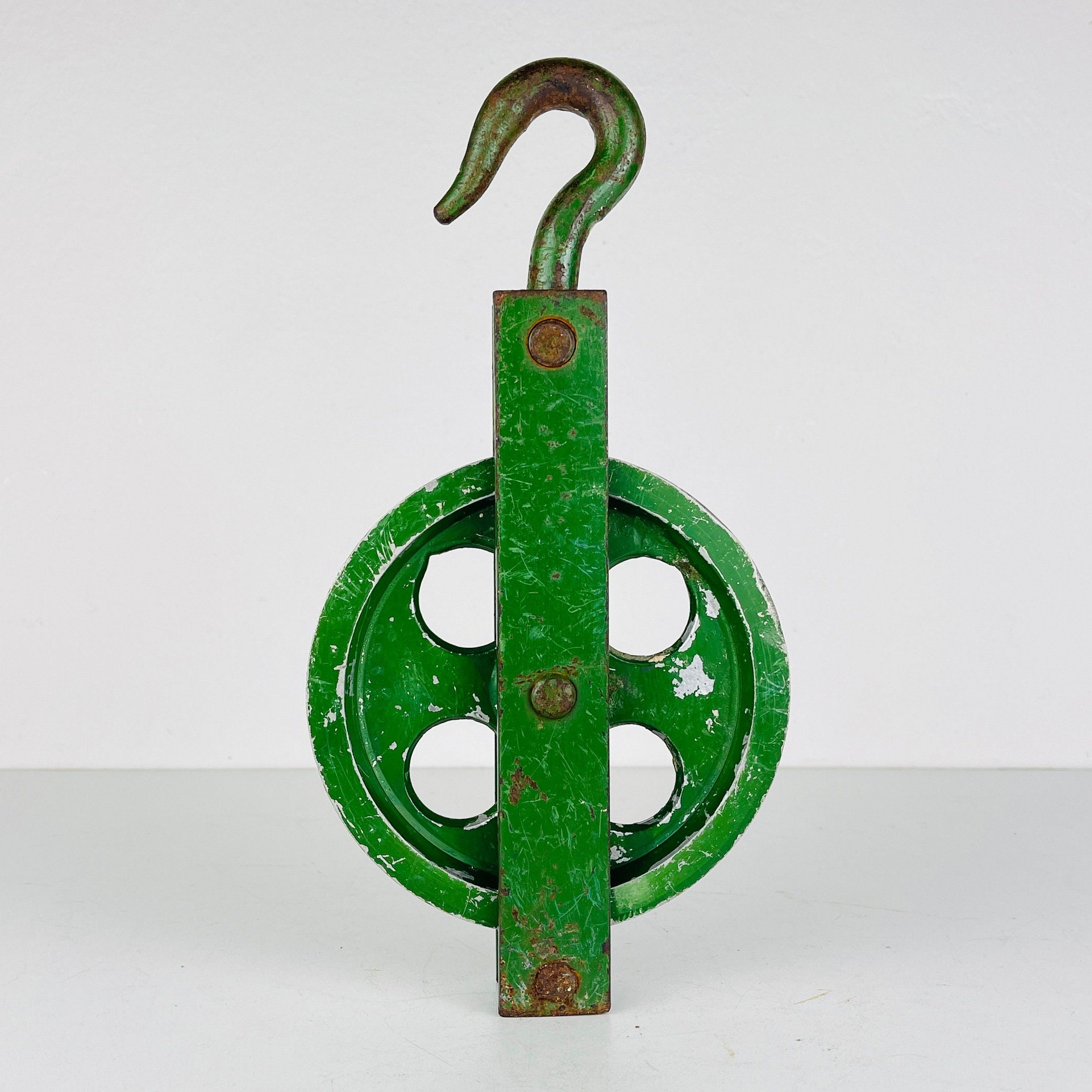 Vintage pulley Yugoslavia 1970s Industrial Home Decor Retro Loft Steel Rope Pulley