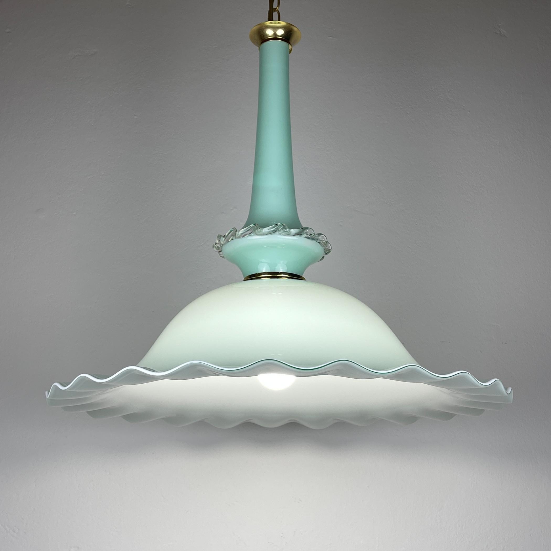 Vintage Murano glass pendant lamp by Venini, Italy 1970s, Mid-century Italian modern