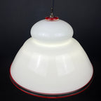 White murano pendant lamp XL chandelier Italy 1970s Mid-century italian modern lighting