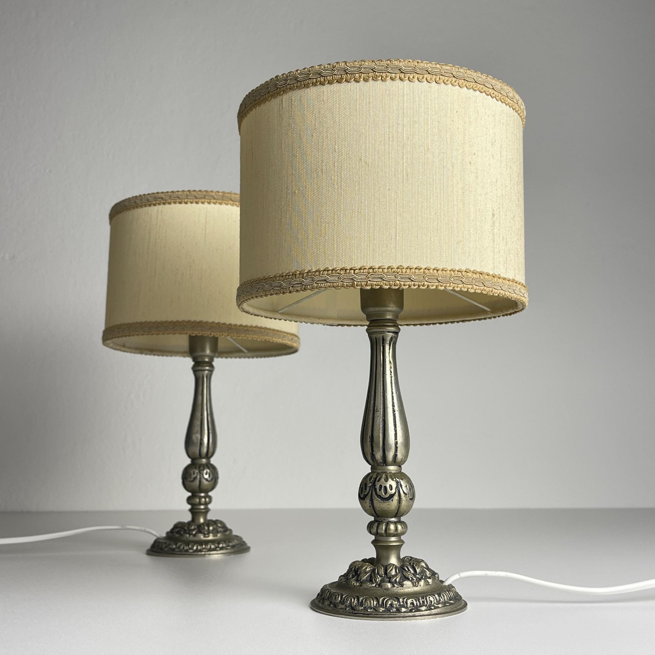 Vintage metal table lamp, Italy 1960s, Set of 2, Vintage home decor
