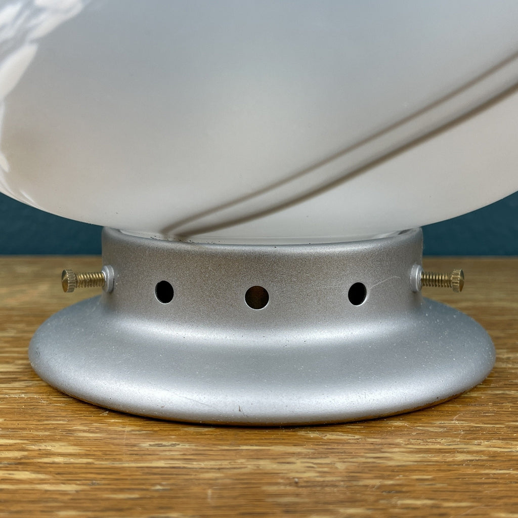 Vintage Murano Glass Night Lamp: 80s Italian Swirl Sphere Table Lamp