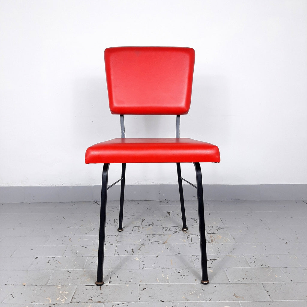 Vintage Red Dining Chair: Mobili Polli Italian Mid-Century Design