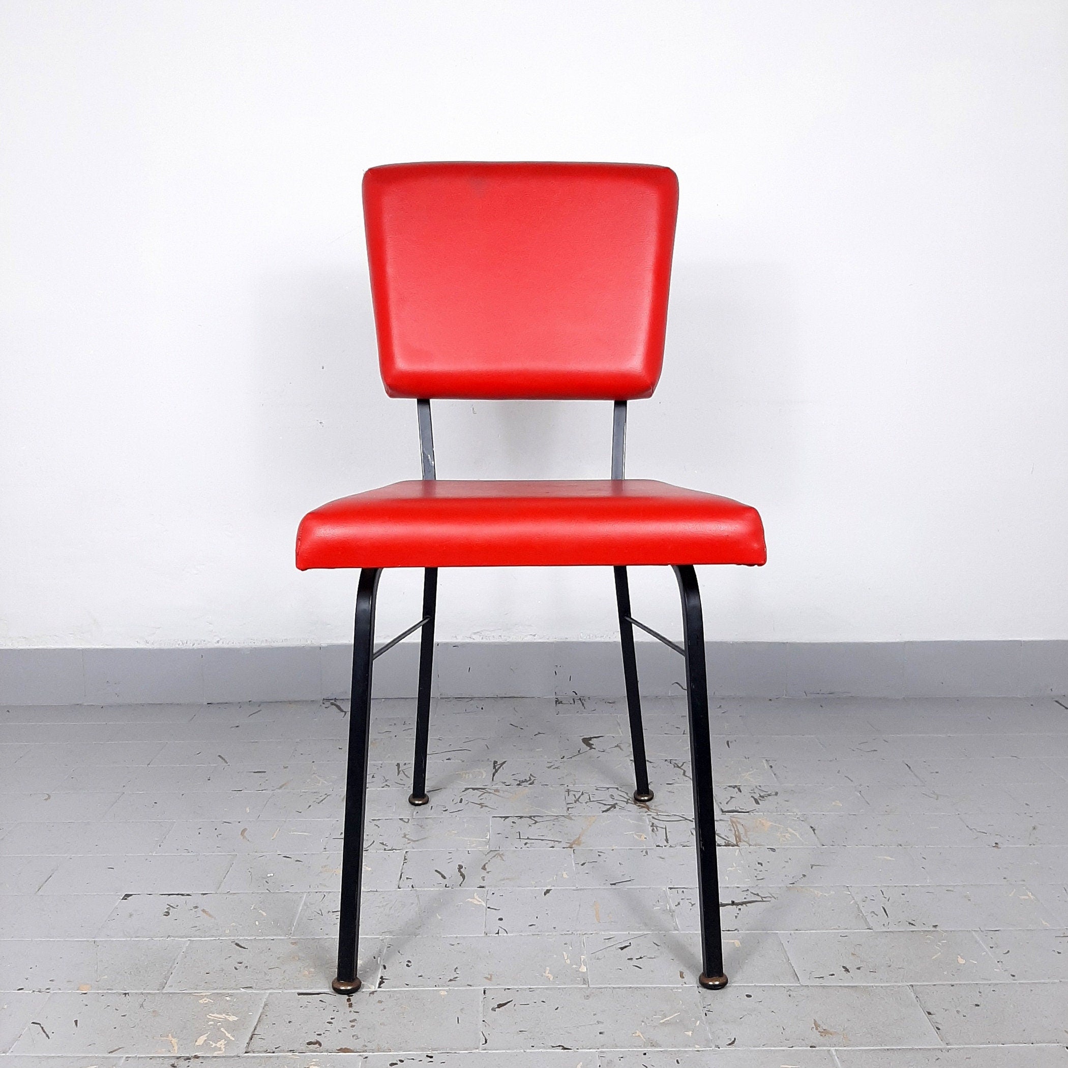 Vintage Red Dining Chair: Mobili Polli Italian Mid-Century Design