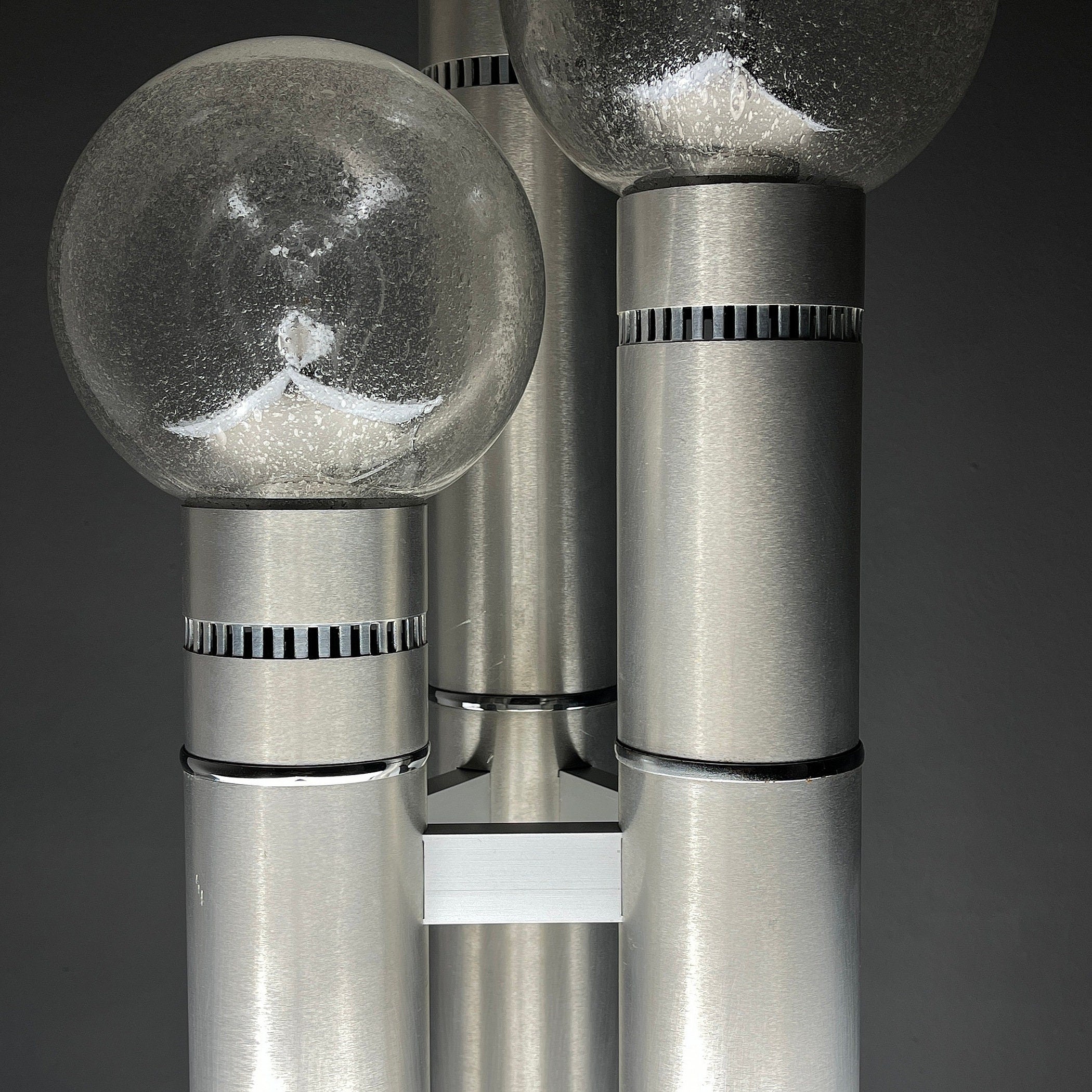 Vintage Italian Brushed Aluminum Floor Lamp: MCM Space Age Lighting