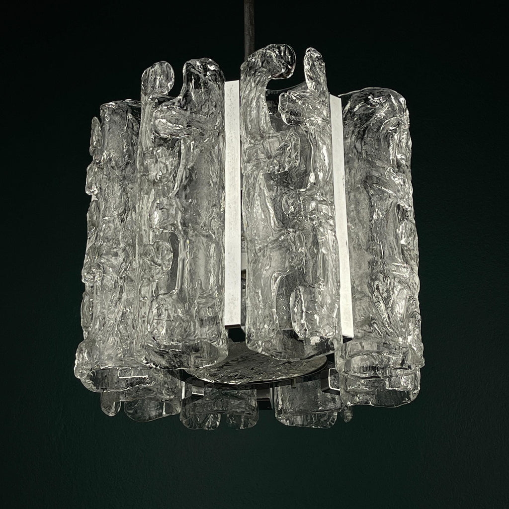 Vintage Ice Murano chandelier by AV Mazzega, Italy 1970s, Mid-century Italian lighting