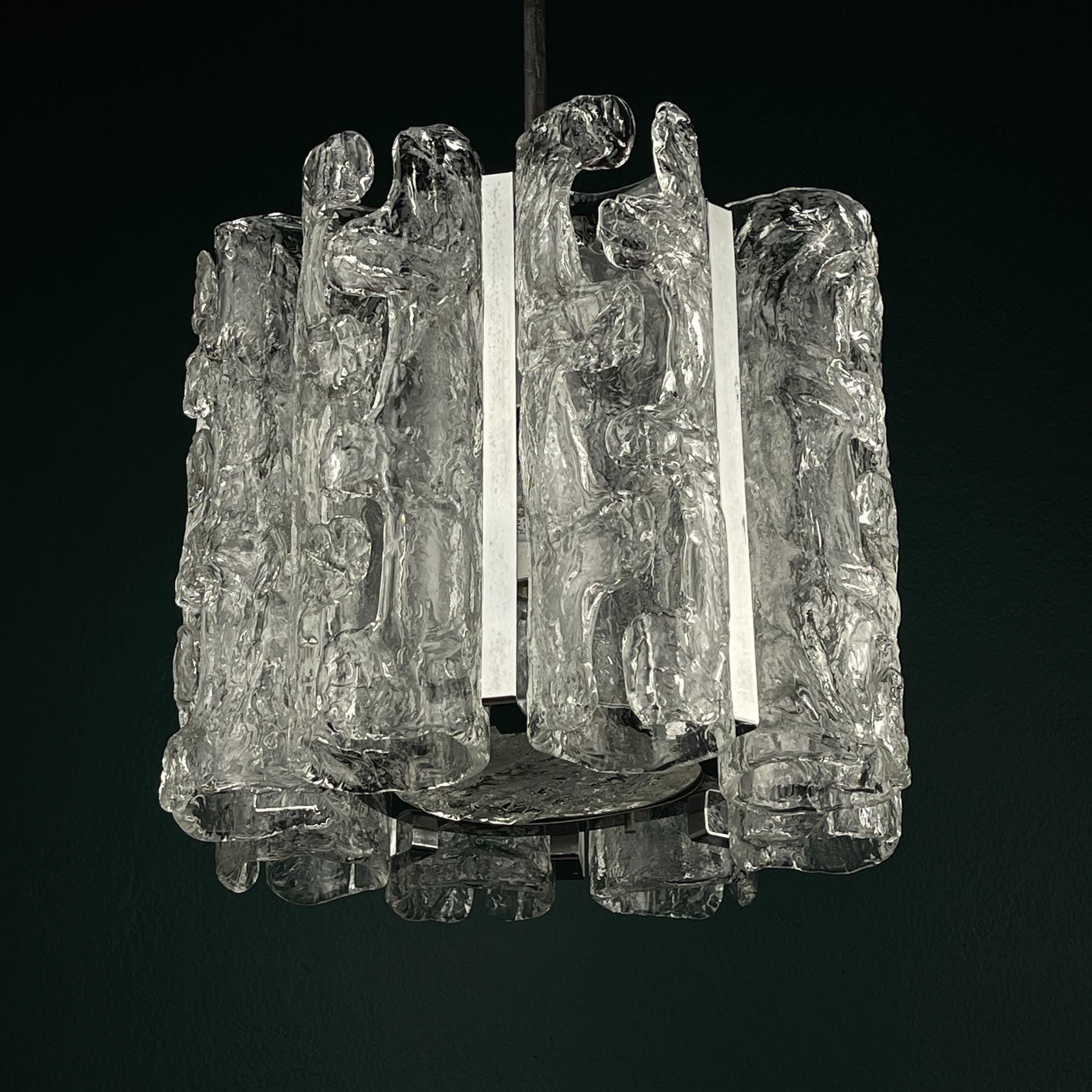 Vintage Ice Murano chandelier by AV Mazzega, Italy 1970s, Mid-century Italian lighting