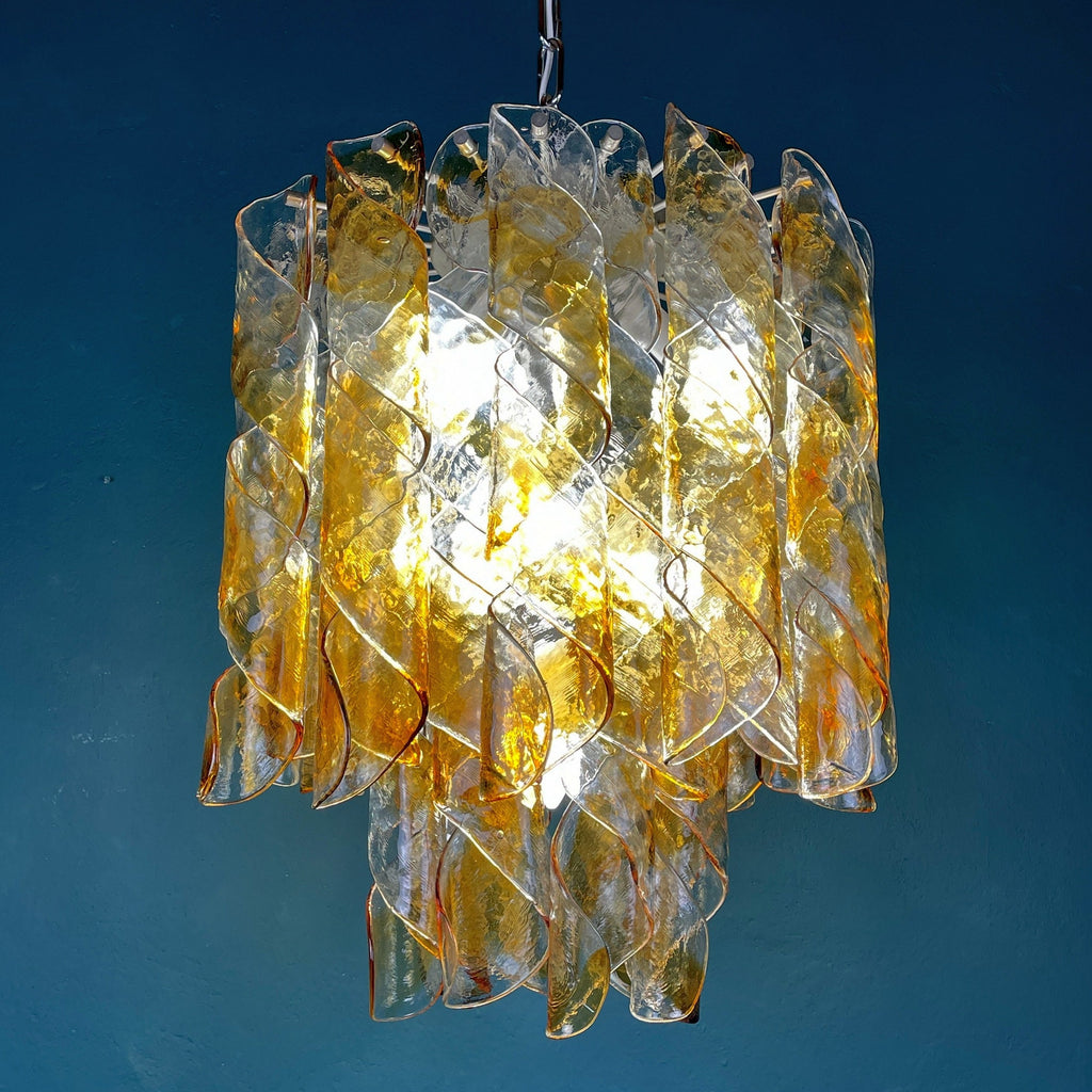AV Mazzega 'Torciglioni' Vintage Murano Glass Chandelier - 1970s Mid-century Italian Lighting Masterpiece