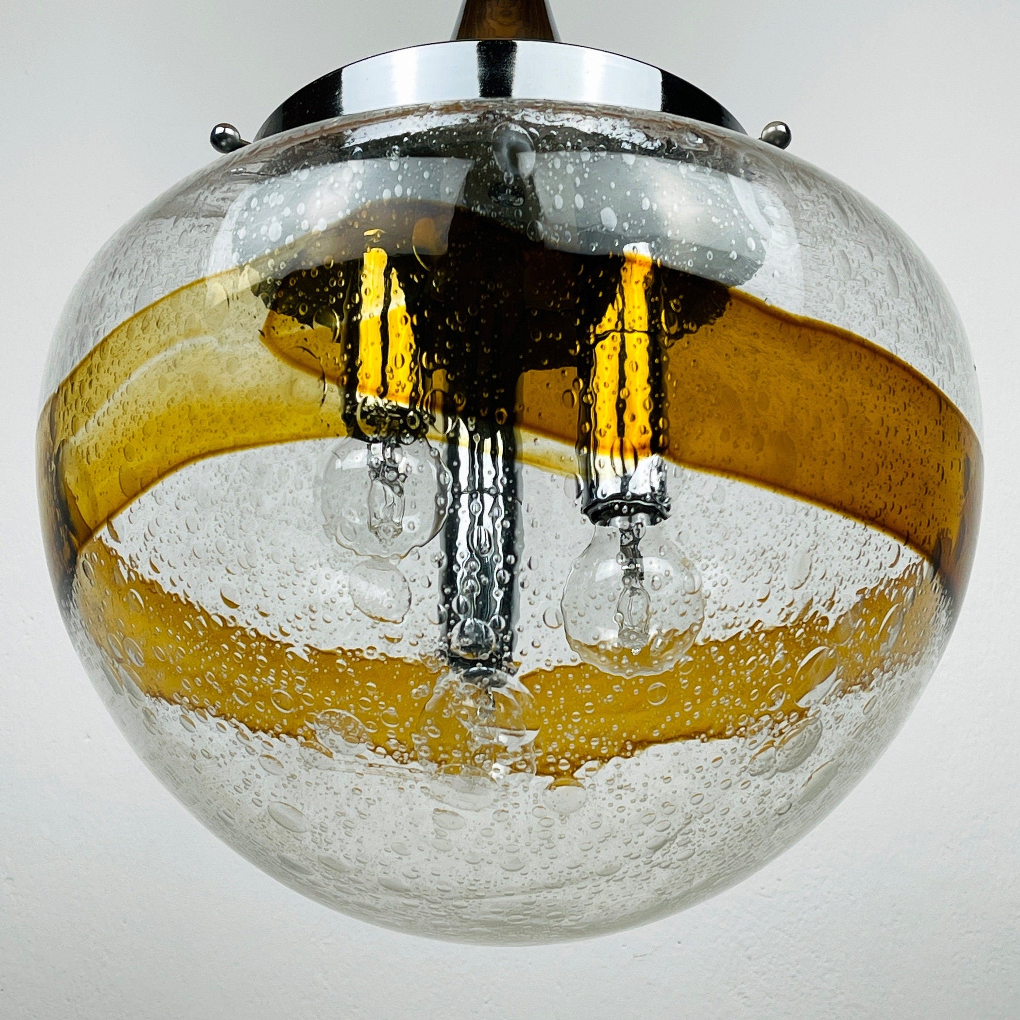 Murano glass pendant lamp  Italy 1970s Space age Mid-century modern italian lighting