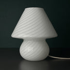 Original vintage swirl murano glass table lamp Mushroom, Italy 1970s, White