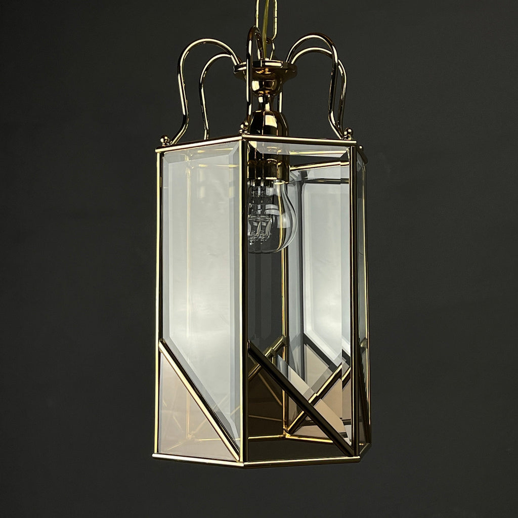 Vintage pendant lamp Italy '60s Brass Polished Glass Retro lighting Mid-century italian modern