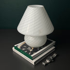 Original vintage swirl murano glass table lamp Mushroom, Italy 1970s, White