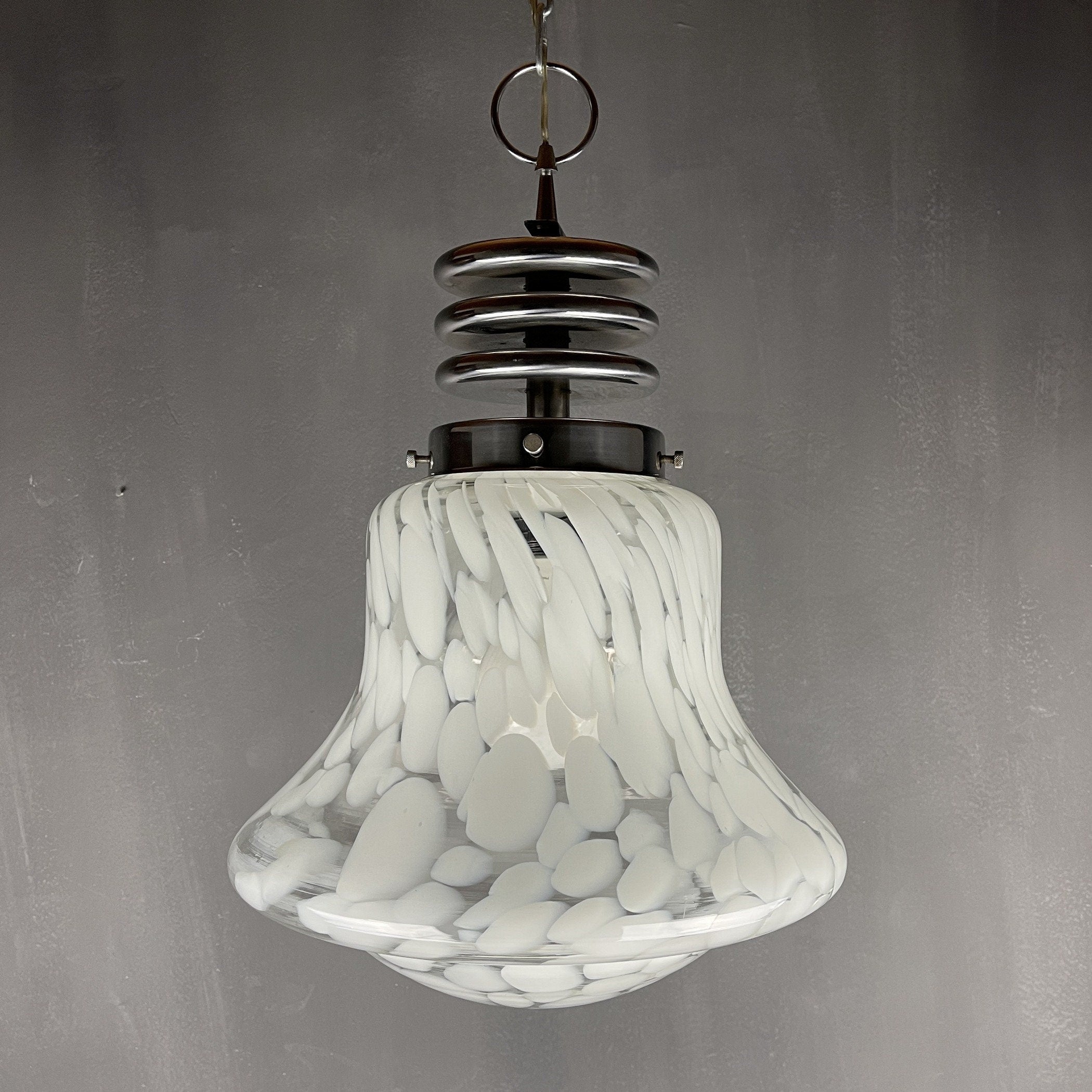 Carlo Nason Murano Glass Pendant Lamp: Mid-Century Modern Mazzega Lighting