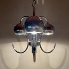 Vintage Italian Eyeball Pendant Lamp: Chrome Space Age Lighting, 1970s
