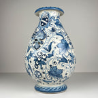 Large blue ceramic vase by IMA from Montelupo Florentino, Italy 1980s