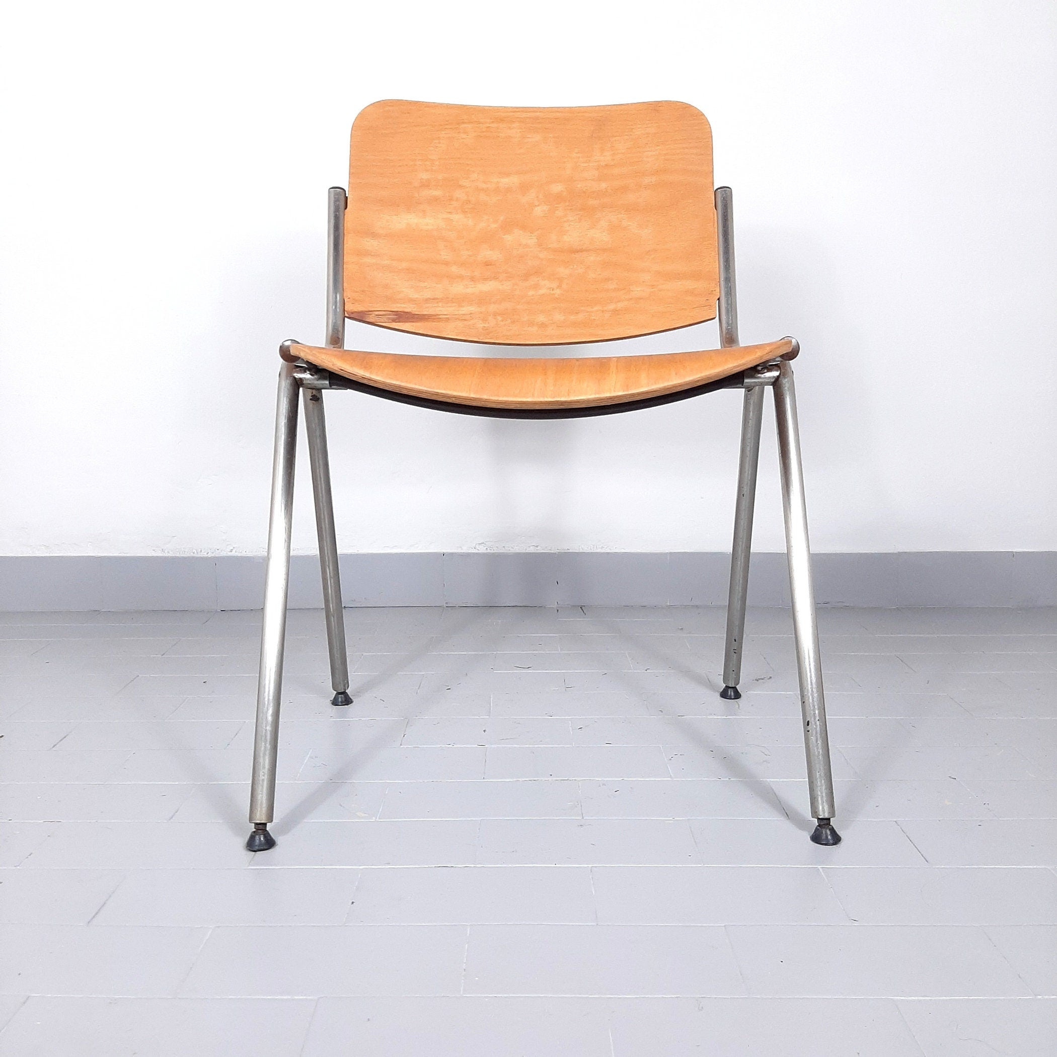 Retro desk chair from 80s Yugoslavia Stol Kamnik Plywood Metal Chrome Leg Retro office