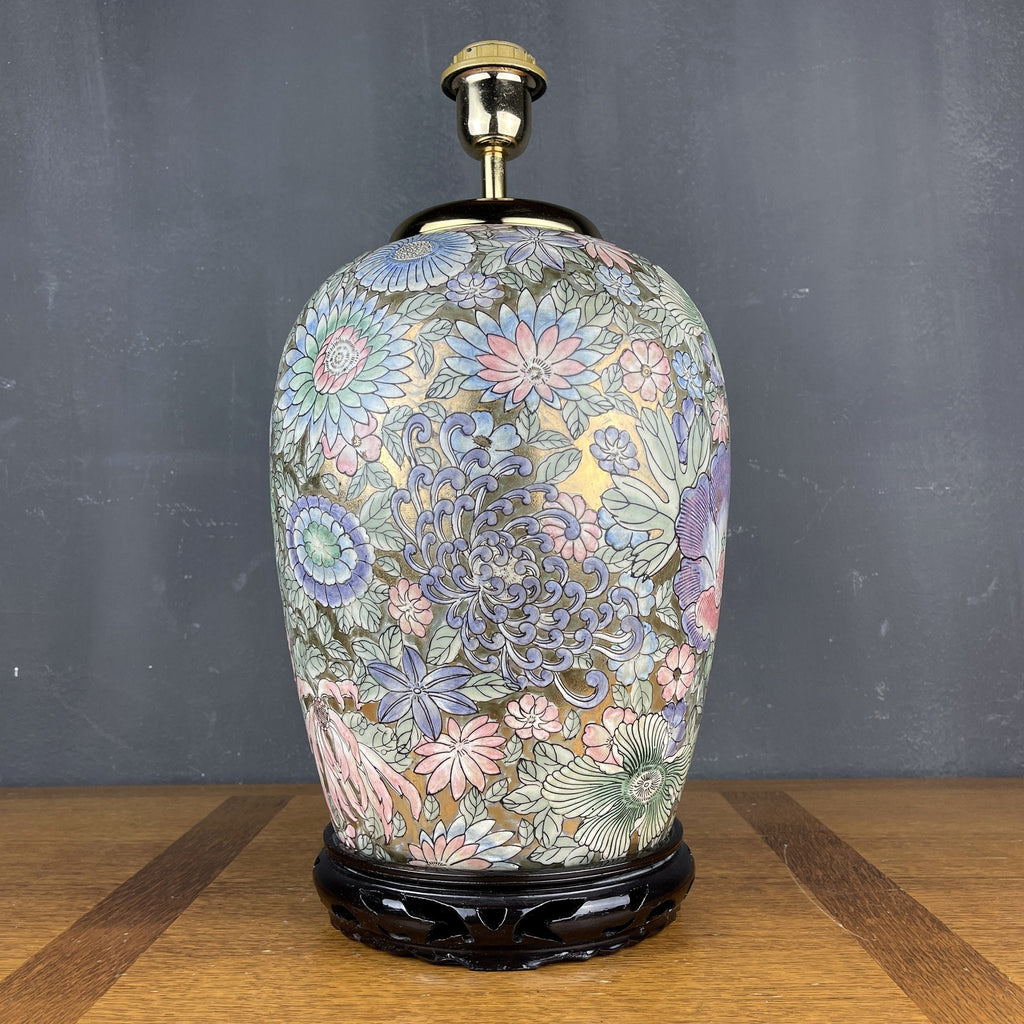 Vintage ceramic table lamp Flower Italy 1970s