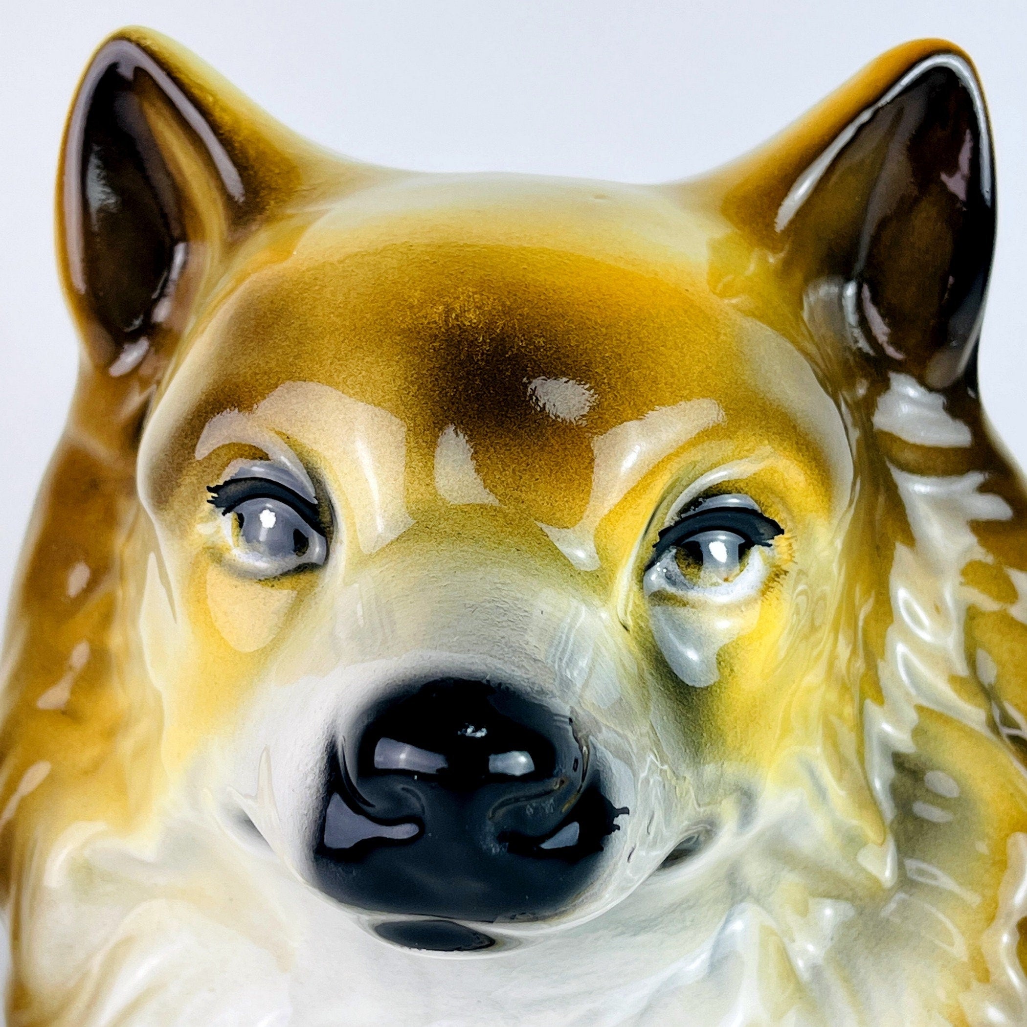 Vintage glazed ceramic sculpture dog Italy 1960s Retro home decor mid-century italian decoration