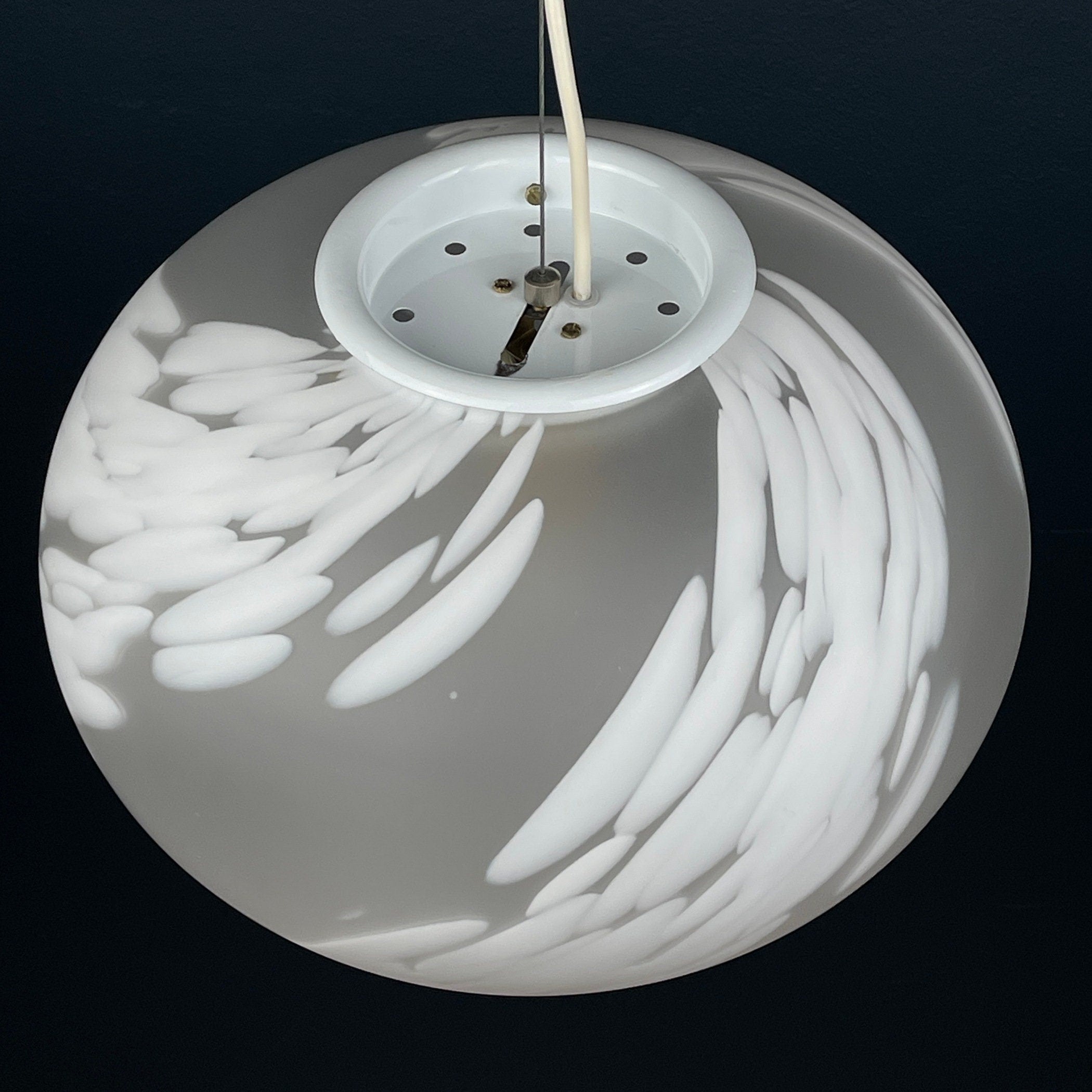 Vintage swirl murano glass pendant lamp Vetri Murano Italy 1970s