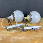 Pair of mid-century white sconces Targetti Sankey Italy 1960s Retro wall lamps space age