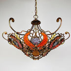 Vintage Metal and murano glass chandelier by MM Lampadari Italy 1990s