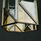 Vintage pendant lamp Italy '60s Brass Polished Glass Retro lighting Mid-century italian modern