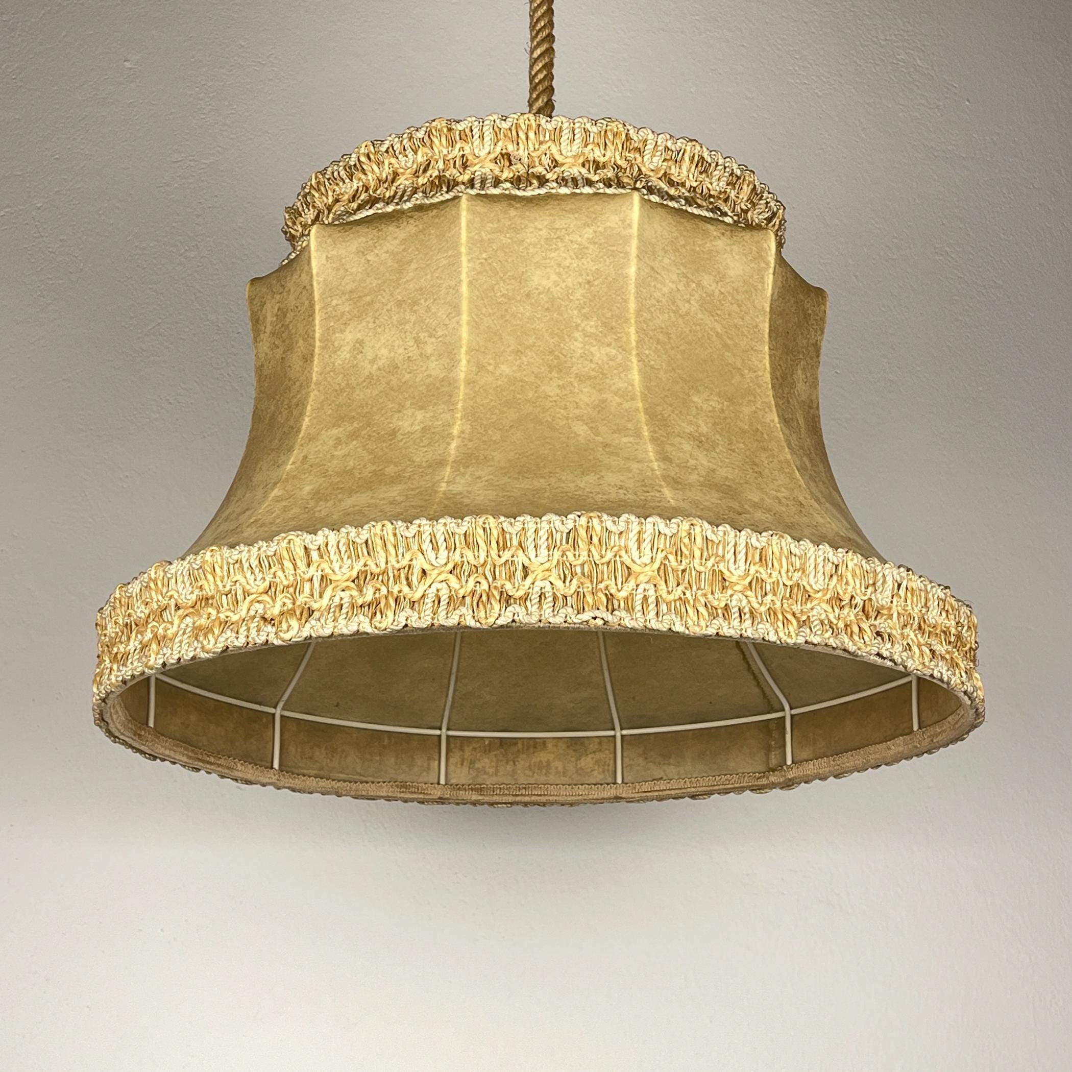 Vintage rawhide pendant lamp, 1950s, Vintage home decor