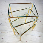 Vintage golden coffee table Italy 1970s Set of 3 Mid-century italian modern furniture