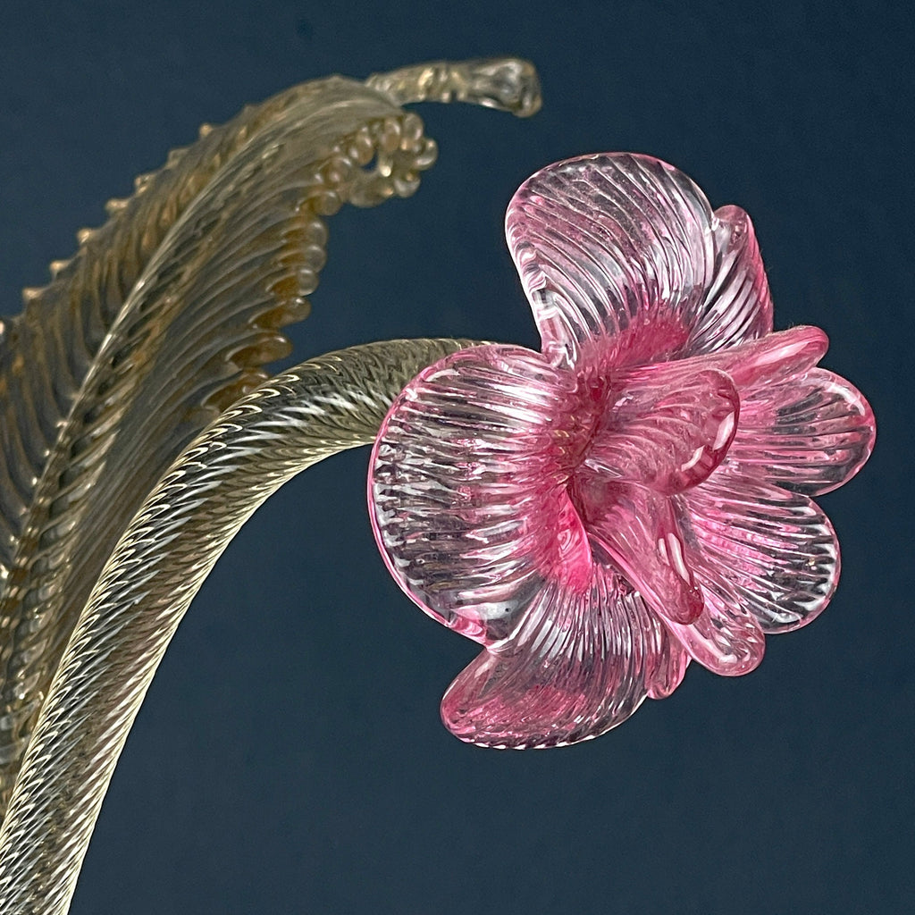Murano chandelier Italy 1980s Pink and clear Italian home decor