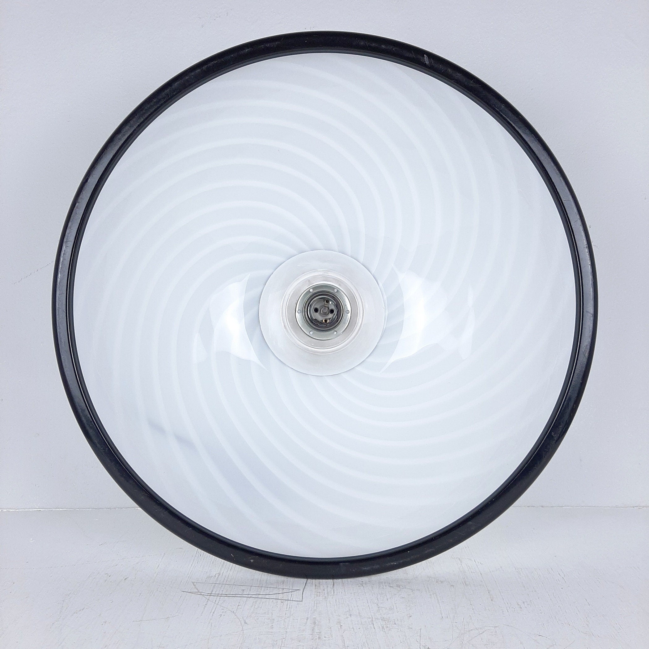 Murano pendant lamp White and Black, Italy 1980s