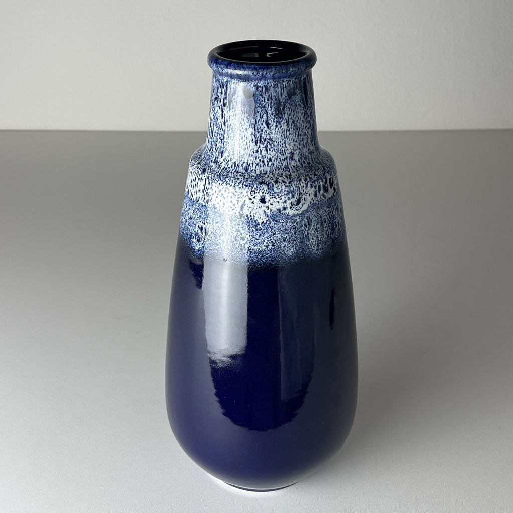 Vintage blue ceramic vase Lava by Jasba, West Germany, 1960s