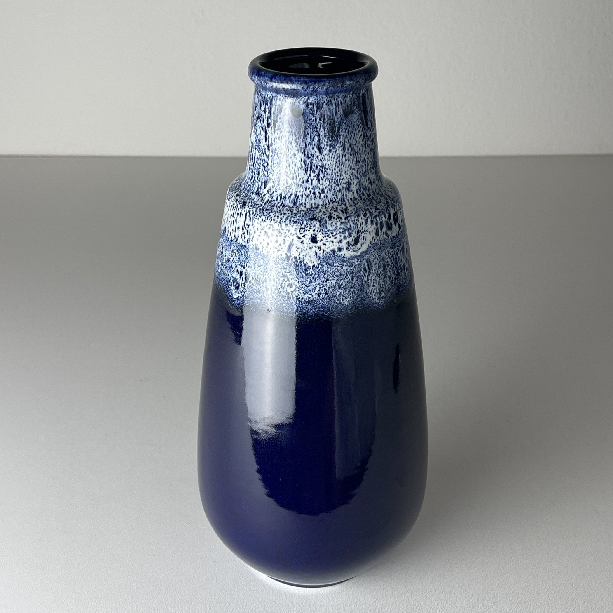 Vintage blue ceramic vase Lava by Jasba, West Germany, 1960s