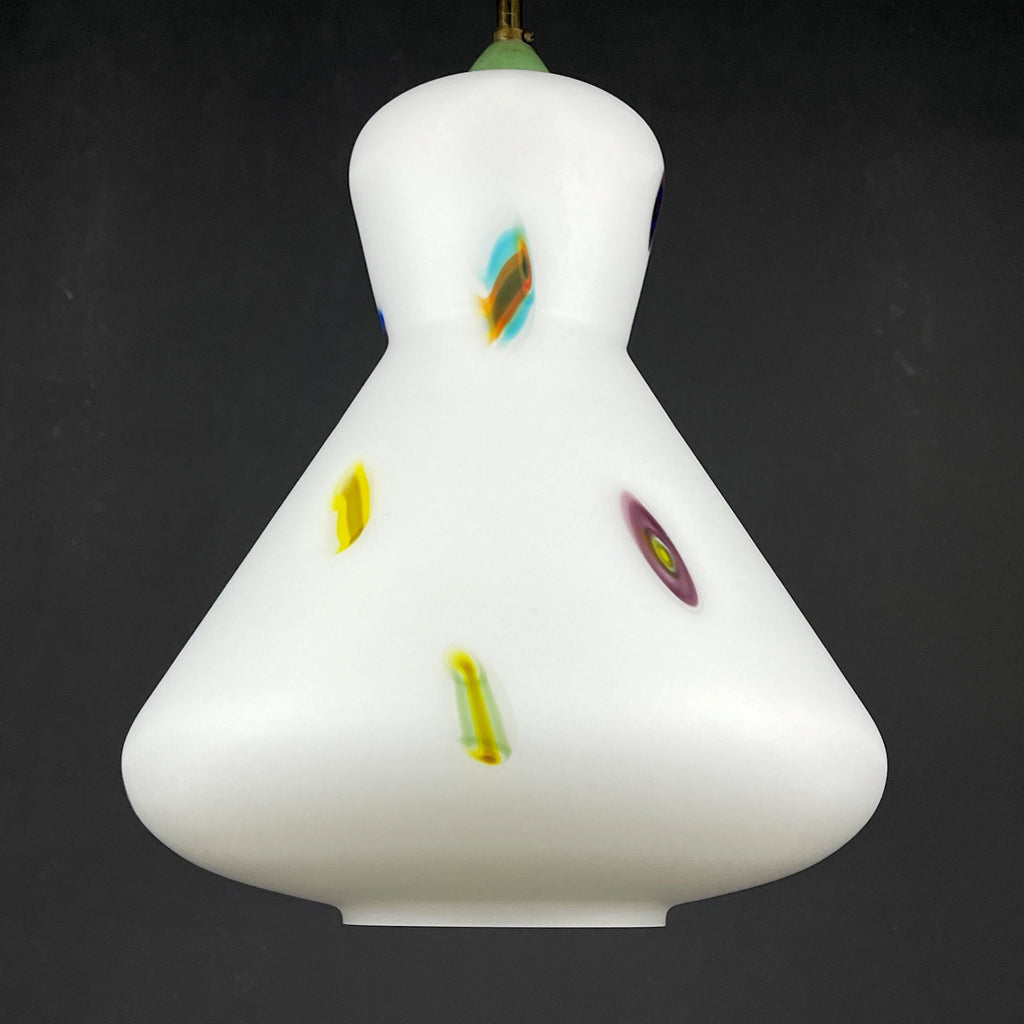 Mid-century multicolor opaline murano glass pendant lamp by Stilnovo Italy 1950s