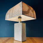 1970s Vintage Italian Travertine Marble Lamp with Brass Edge
