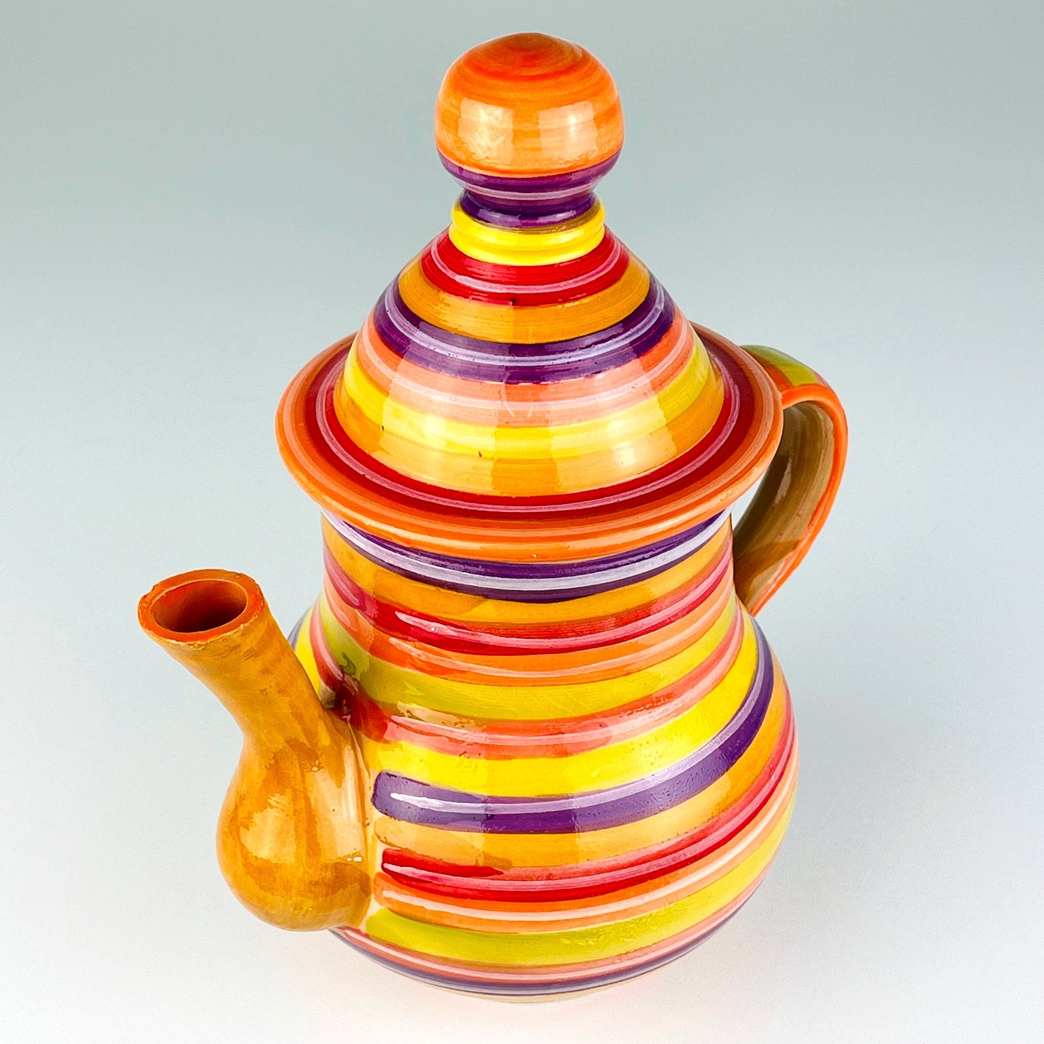 Vintage multicolor  ceramic pitcher / jug Yugoslavia 1980s Retro home decor