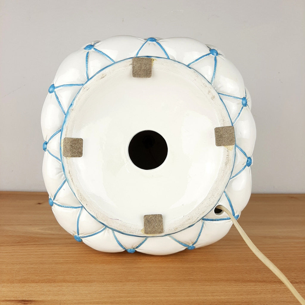 Vintage ceramic table lamp Italy 1960s Pillow lamp quilt nightlamp Retro home lighting