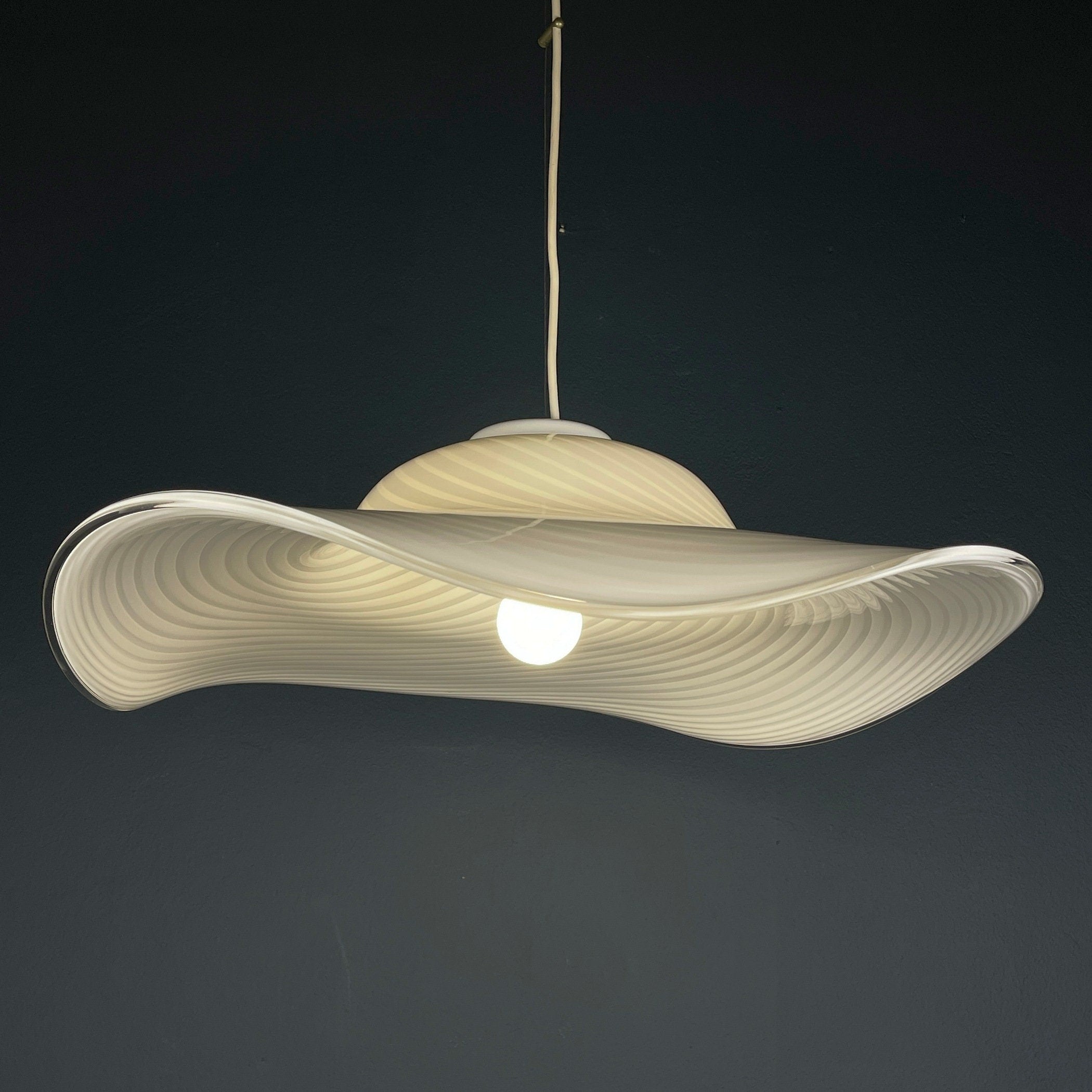Vintage Swirl Murano Glass Chandelier - Italian Mid-Century Lighting