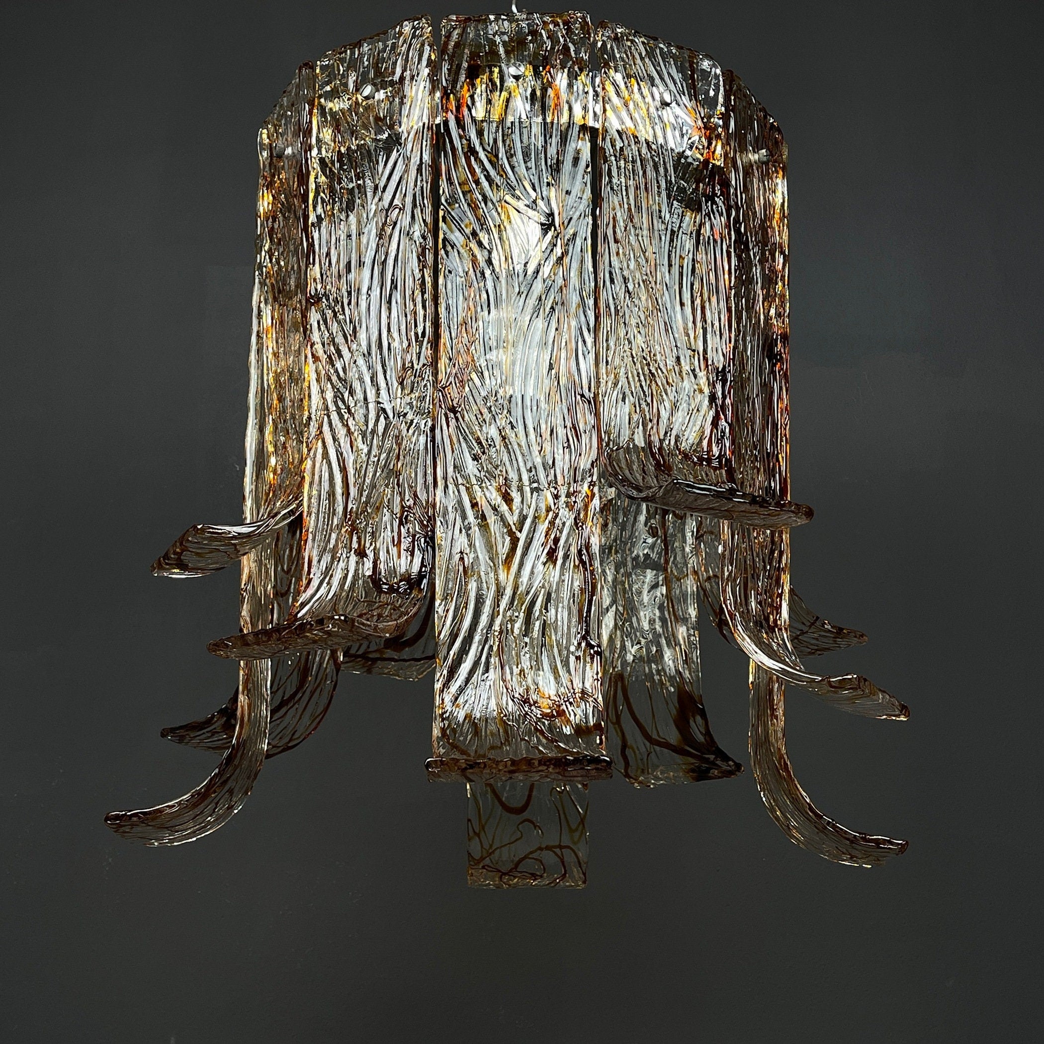 Vintage large murano chandelier by AV Mazzega Italy 1970s Mid-century italian lighting