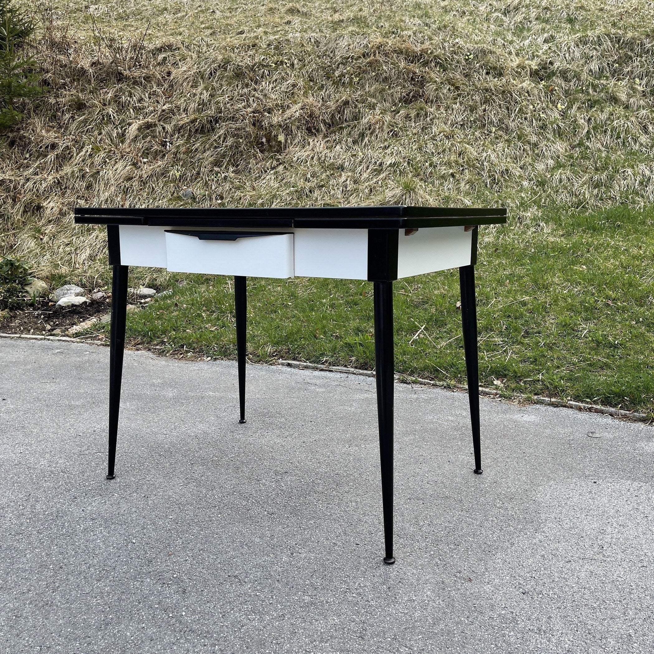 Mid-Century Modern Dining Set: Salvarani Aviator Table & 4 Chairs, Italy 1950s