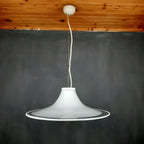 Murano glass white pendant lamp Italy 1970s Mid-century lighting XL ceiling lamp