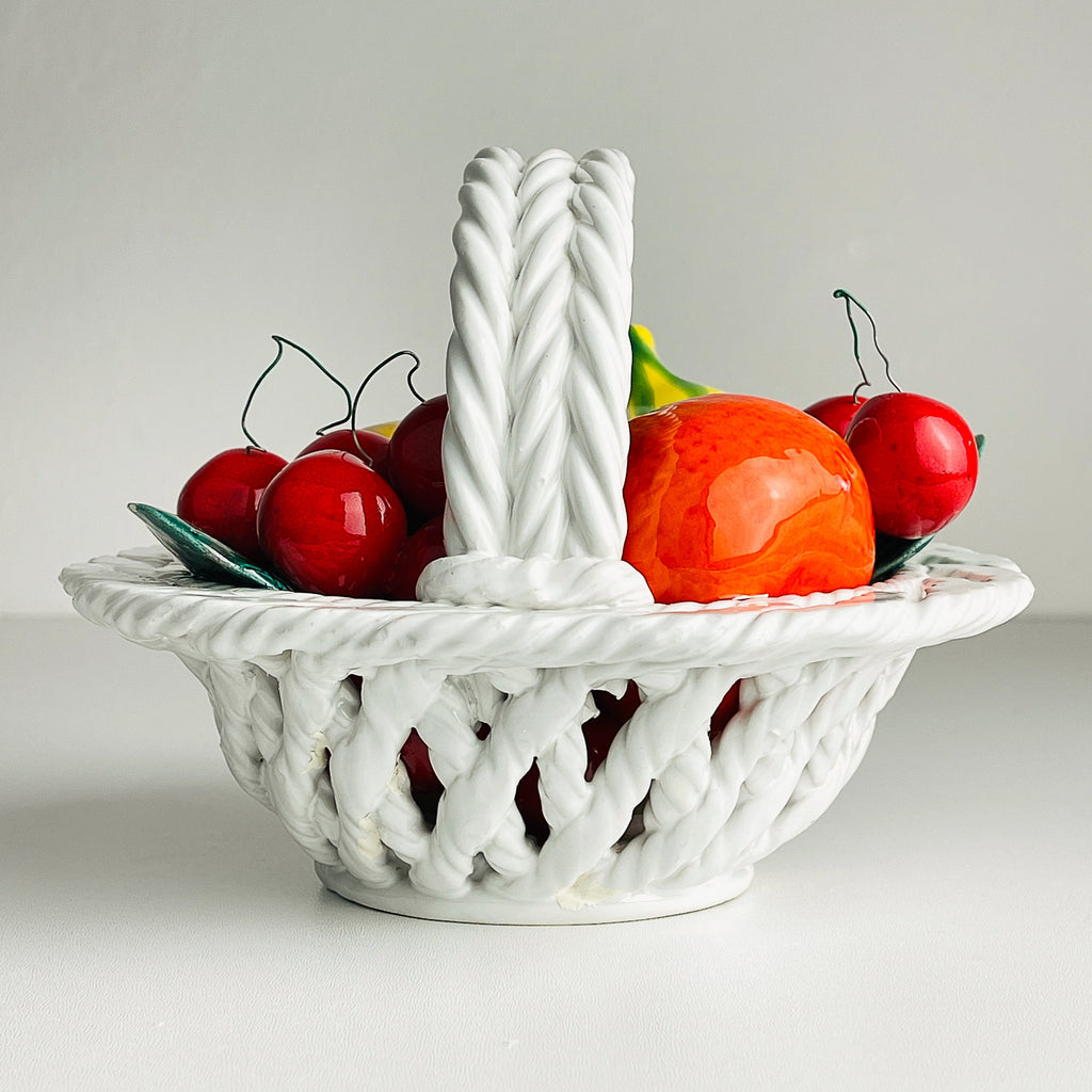 Vintage Italian Ceramic Fruit Basket, Mid 20th Century